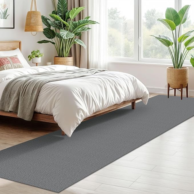 KOZYFLY Washable Runner Rug 2x10 ft Hallway Kitchen Runner Rugs with Rubber Backing Bobo Non Slip Entryway Runner Indoor, Long Carpet Runners for Hall Kitchen Entryway, Grey