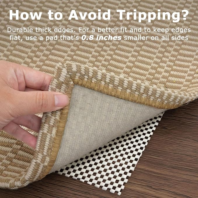 KOZYFLY Washable Runner Rug 2x5 Ft Runners for Hallways Rubber Backed Throw Rug, Braided Cotton Entryway Runner Indoor, Carpet Runners for Hallway Kitchen Entryway Bedroom, Sand/Ivory