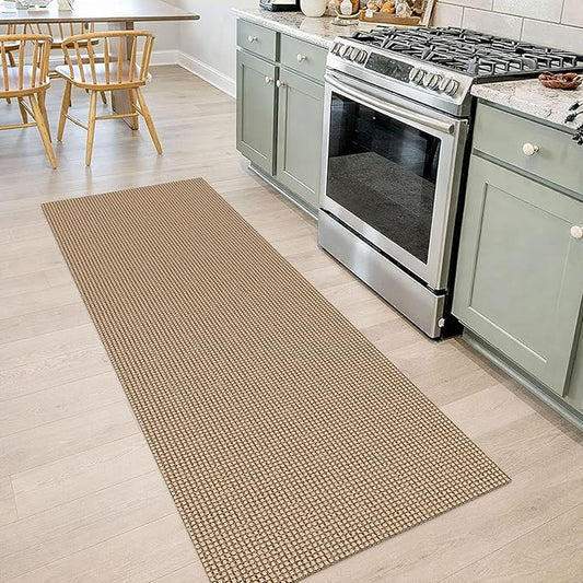 IOHOUZE Washable Runner Rug 2x7 Non Slip Rubber Backed Runners for Hallways Entryway Runner Indoor, Kitchen Rugs Woven Cotton Floor Carpet for Hall Entrance Bedroom, Orange/Tan/Brown