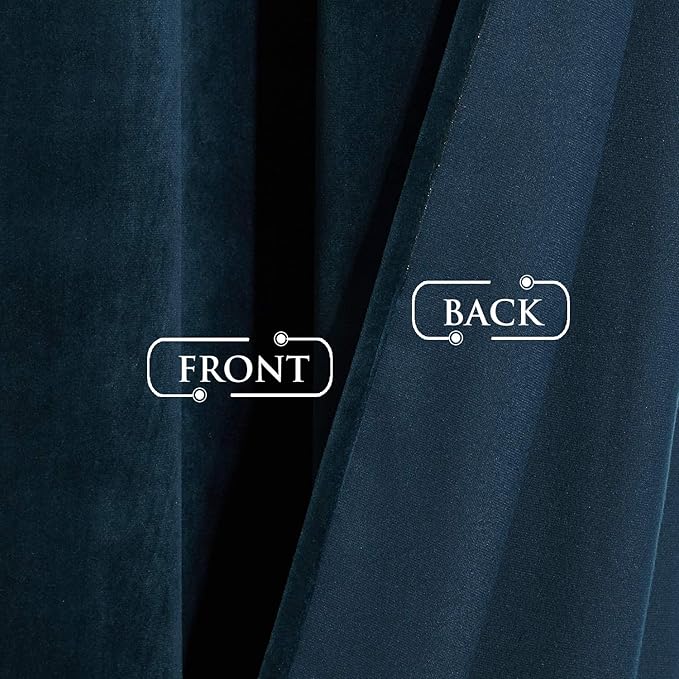 StangH Navy Blue Boys Bedroom Velvet Curtains Room Darkening 102 inches Long, Soft Blackout Drapes Noise Dampening Solid Sliding Door Curtains for Living Room, W62 x L102, 2 Panels