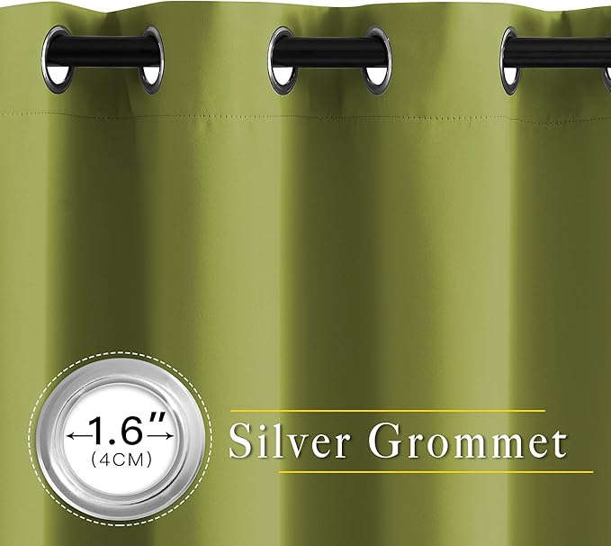 NICETOWN Room Darkening Sliding Door Curtains 2 Panels 102 inches Length - Grommet Privacy Sun & Heat Reducing Window Curtains & Drapes for Bedroom/Living Room (W66 x L102, Fresh Green)