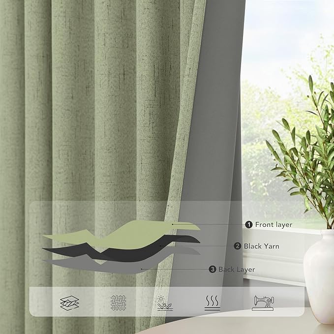Nursery Blackout Curtains for Baby Girls Room Boys Bedroom Boho Cottagecore Cottage Core Home Decor Sage Green Curtains for Living Room 90 Inches Long 2 Panel Set Light Sage Pale Grey Green Gray Drape