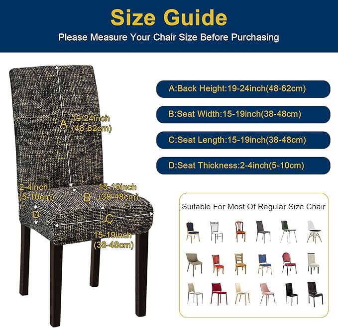 Chair Covers, Stretch Kitchen Chair Covers/Dining Chair Covers for Dining Room 8 Pack, Removable Washable Dining Chair Slipcovers for Home, Hotel, Banquet