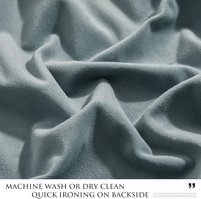 StangH Velvet Curtains 96 inches Long - Elegant Decor Home Office Curtain Panels Privacy Assured & Block Out Sunlight for French Door/Boys Room/Living Room, Stone Blue, W52 x L96, 2 Panels
