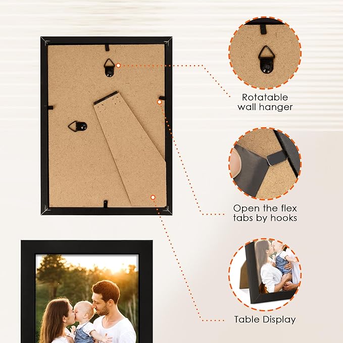 FIXSMITH 4x6 Picture Frame Set of 10, 4x6 Photo Frames Bulk with HD Plexiglass for Wall Hanging or Tabletop Display, Black