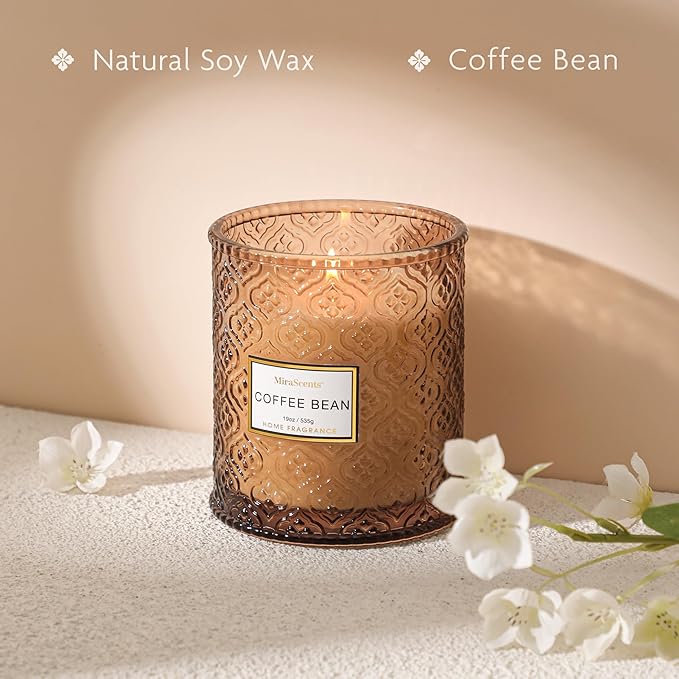 Coffee Scented Candles, Christmas Winter Candle Gifts for Women Large Natural Soy Candle, 88 Hours Burning Time, Decorative Candles in Glass, 19oz