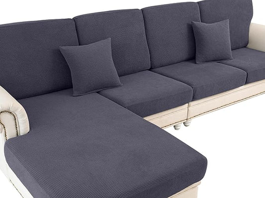 LA MEACK Couch Cushion Cover Seat Cushion Cover Stretch Armchair Cover Separate Sectional Sofa Slipcovers Furniture Protector(1 Piece for Seat or Sofa Backrest, Dark Grey)