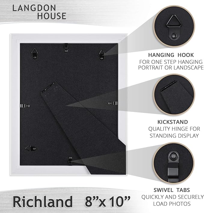 Langdon House 8x10 Picture Frames (Distressed White, 6 Pack) Farmhouse Style, Richland Collection
