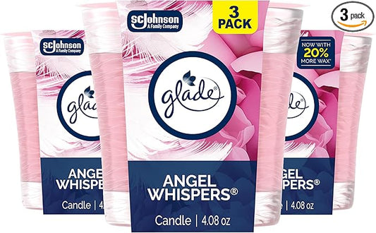 Glade 1-Wick Scented Candle Jar, Angel Whispers, Air Freshener Infused with Essential Oils, 4.08 Oz, 3 Count