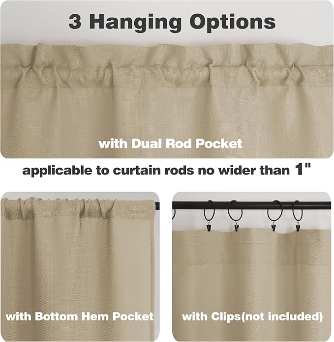 Chyhomenyc Camel Curtains 96 Inch Length 2 Panels, Faux Linen Textured Semi Sheer Airy Light Filtering Soft Privacy Farmhouse Curtain Drapes for Living Room Bedroom, Each 40" Wx96 L