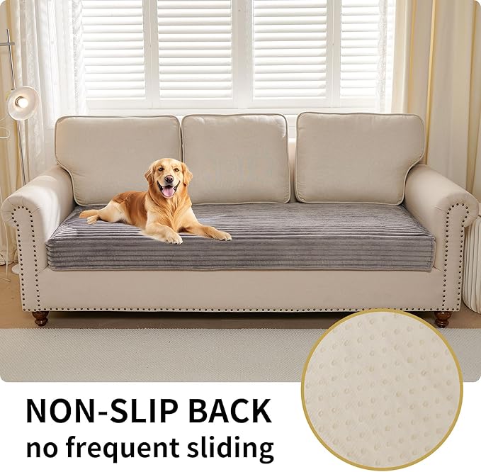 HAOMAIJIA Waterproof Couch Cover for Dogs Washable,Faux Fur Pet Couch Covers for Sofa,Soft Dog Bed Cover Non-Slip Couch Covers for 3 Cushion Couch Sofa Pet Friendly (Grey, 35" x 62")
