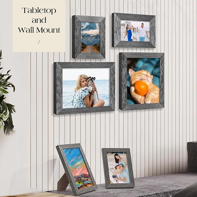 TWING Collage Picture Frames Wall Decor 10 Pack, Gallery Wall Grey Picture Frame Set for Wall or Tabletop Display, Multi Sizes with Two 8x10, Four 5x7, and Four 4x6 Photo Frames