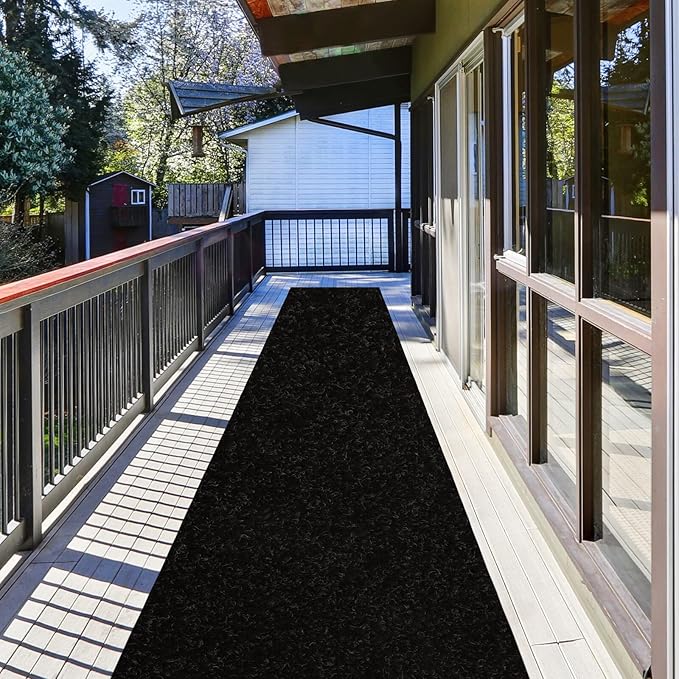 Runner Rug 2 ft x 64 ft Carpet Runners, Indoor/Outdoor Hallway Kitchen Entryway Bedroom Area Rugs with Non-Slip Rubber Backing, Garage mat, Black, Custom