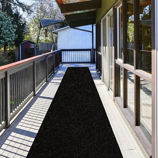 Runner Rug 3 ft x 82 ft Carpet Runners, Indoor/Outdoor Hallway Kitchen Entryway Bedroom Area Rugs with Non-Slip Rubber Backing, Garage mat, Black, Custom