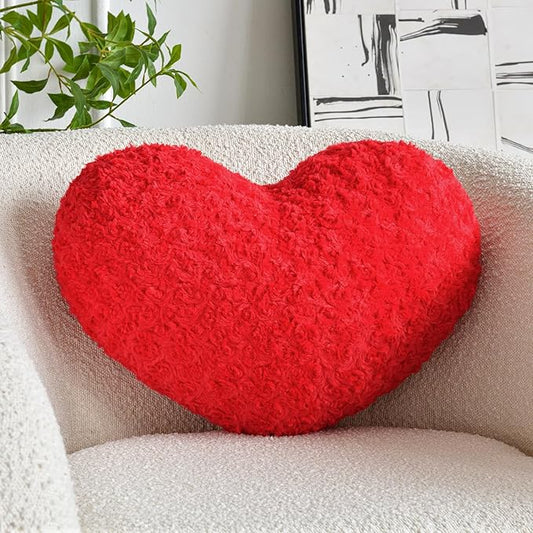 Heart Pillow, Soft Heart Shaped Pillow with Room Decorative Throw Pillows for Bed Couch Chair Sofa, Heart Shaped Cute Throw Pillow Cushion for Bedroom Living Room (Red, Large 19.6" x 15.7")