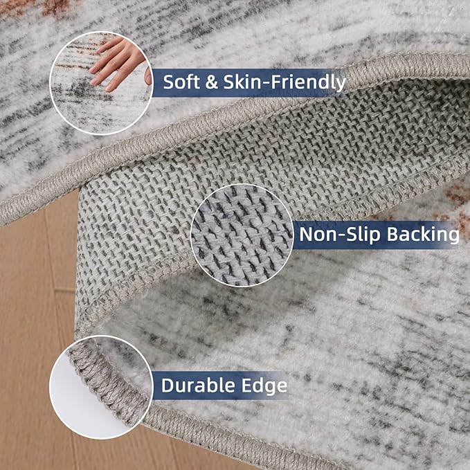 4x6 Rug - Stain Resistant Abstract Washable Rugs, Anti Slip Area Rugs for Living Room,Modern Low Pile Carpet with Rubber Backing Home Decor Small Area Rug