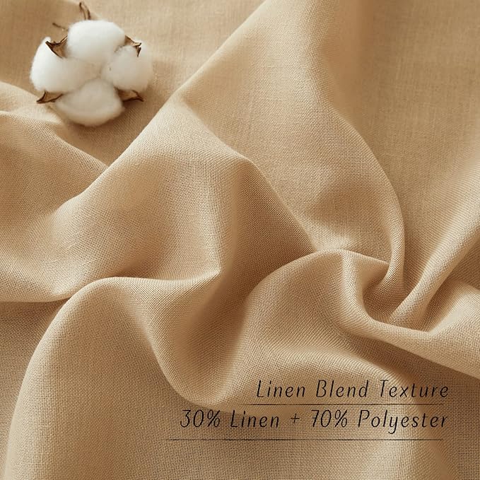 NICETOWN Linen Curtains for Windows 90 inch Long, Grommet Semi Sheer Vertical Drapes Privacy Added with Light Filtering for Doorway/Living Room, Burlap, W42 x L90, 2 Pieces