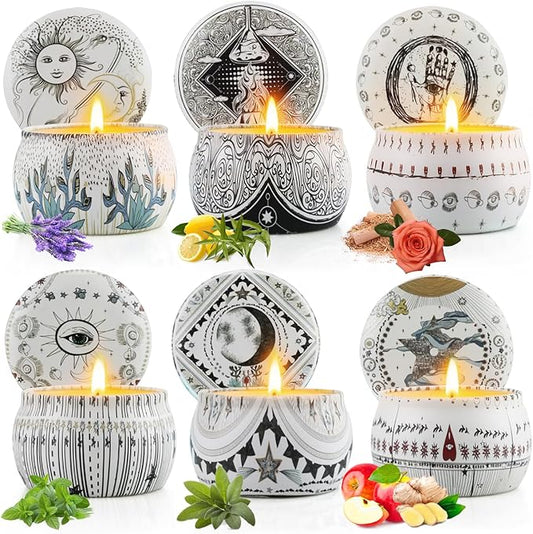 Scented Candles Gift Set, Natural Soy Wax, Stress Relief Gifts for Women, 6 Pack 5.65Oz Aromatherapy Candle, 150H Lasting Burn, Ideal Gifts for Birthday, Mother's Day, Thanksgiving, Christmas