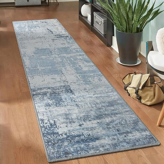 HOMORE 2x8 Runner Rug for Kitchen Hallways Runners Rugs,Blue Long Rug Non Slip Washable Rugs for Entrway Soft Abstract Carpet for Entrance Bedroom Living Room Bathroom