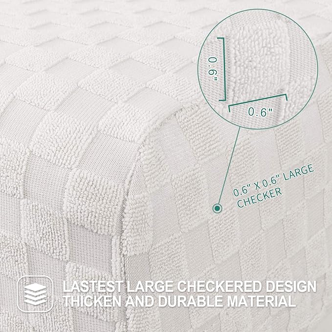 YEMYHOM 8 Pieces Stretch Recliner Sofa Cover Latest Jacquard Reclining Couch Cover with Side Pocket Anti-Slip Fitted 3 Cushion Furniture Slipcovers with Elastic Bottom (Sofa Recliner, White)