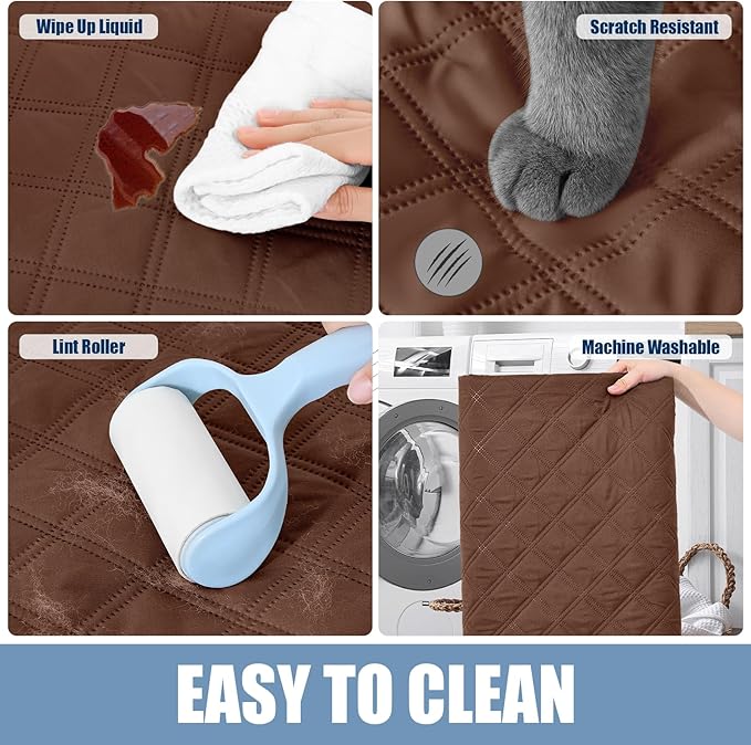 Smiry Waterproof Dog Bed Cover Pet Blanket, Soft Washable Dog Blanket for Furniture Bed Couch Sofa Reversible, Checkered (30"x70", Brown/Brown)