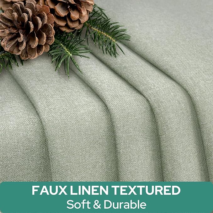 HOMEIDEAS 100% Sage Green Linen Blackout French Door Curtains, Privacy Door Window Curtains, 30 X 68 Inch Room Darkening Blinds, Thermal Insulated Shades for Bedroom, 1 Panel
