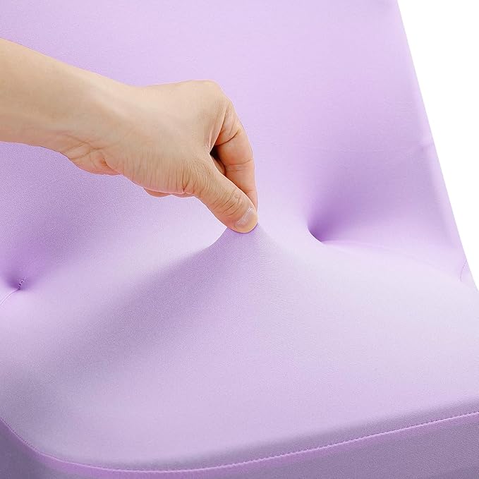 Peomeise Stretch Spandex Folding Chair Cover for Wedding Party Dining Banquet Event (Lavender,12pcs)