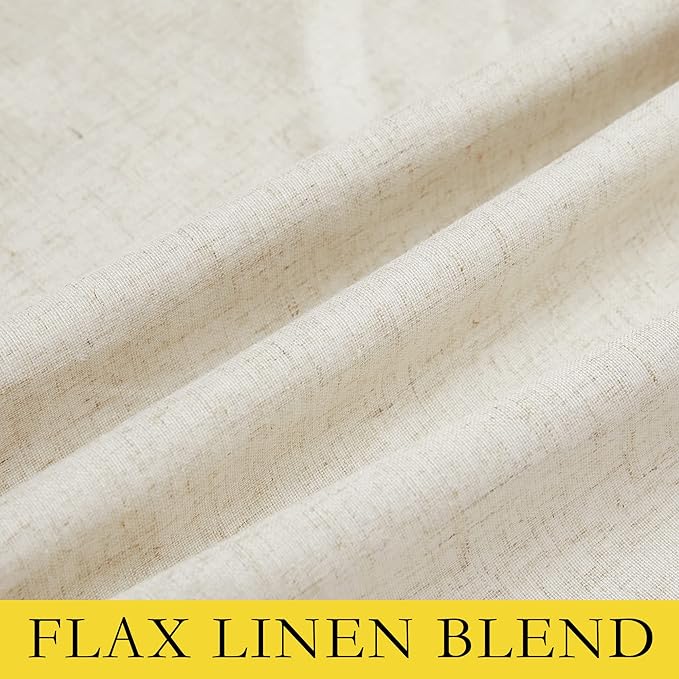 NICETOWN Natural 100% Blackout Short Curtains 63 inches Lenghth Burg for Kitchen, 2 Panels, Burlap Linen Drapes with Thermal Insulated White Liner, Keeping Out Cold Air and Heat Panels