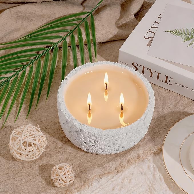 Viyffo 3 Wick 20oz Large White Scented Candle – Vanilla Dreamscape, Non Toxic Soy Candle in Matte Ceramic Jar, Perfect for Luxury Home Fragrance, Elegant Spring Décor & Premium Gift