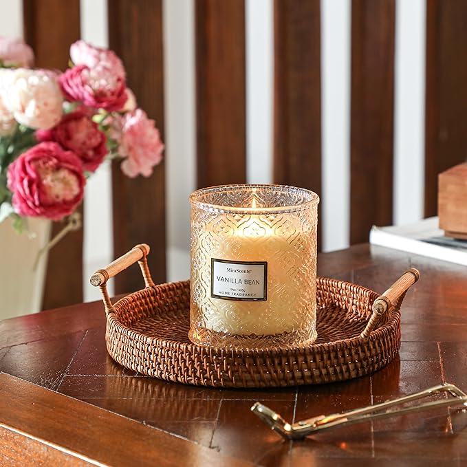 Vanilla Scented Candles, Christmas Winter Vanilla Bean 19oz Candle Gifts for Women, Luxury Large Decorative Candles in Glass, Natural Soy Wax for Home
