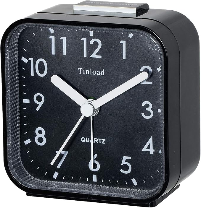 Tinload Small Battery Operated Analog Travel Alarm Clock Silent Non Ticking, Gentle Wake, Ascending Beep Sounds, Snooze,Lighted on Demand, Easy Set - Image 2