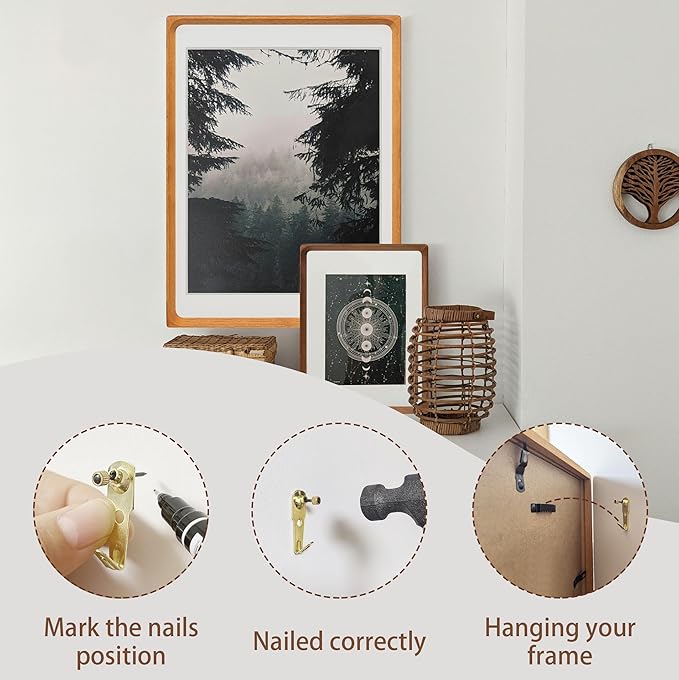 12x16 Picture Frame with Mat for 8.5x11, Natural Teak Wood Handcrafted Rounded Corner with Plexiglass, Vertical or Horizontal Display Photo Document Gallery Poster Wall Mounting Frame