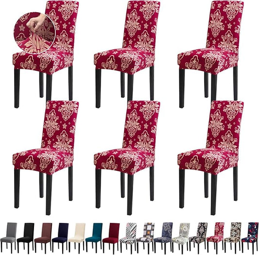 Chair Covers, Stretch Kitchen Dining Room Chair Covers Set of 6, Removable Washable Dining Chair Slipcovers for Home, Hotel, Banquet