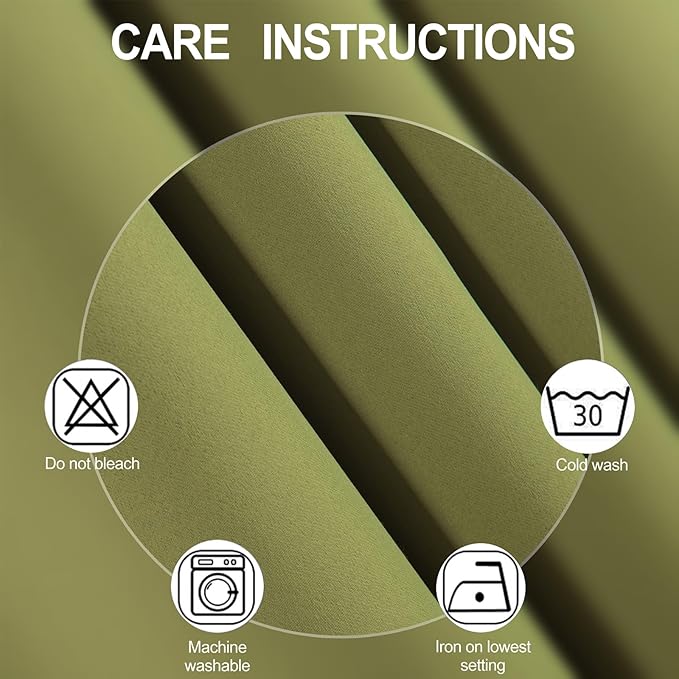 LEMOMO Blackout Curtains 66 x 72 Inch Long Olive Green Curtains Set of 2 Panels Room Darkening Curtains for Bedroom and Living Room