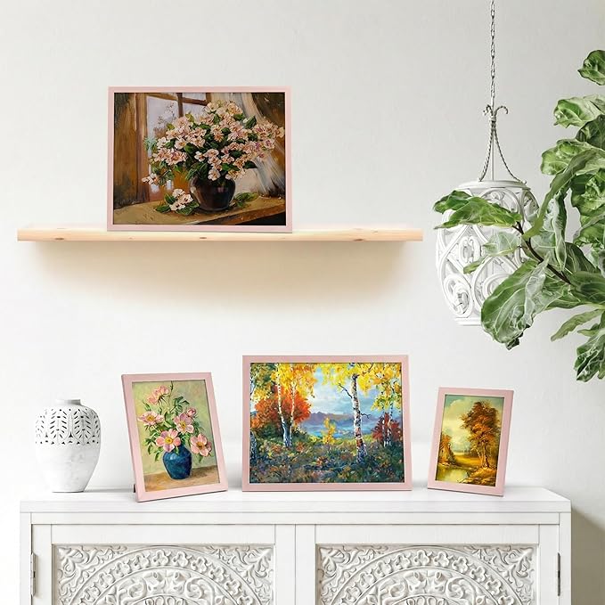 Giftgarden 16 Pack Picture Frames for Multi Sizes Photos, Assorted Frame Set Including 2pcs 11x14, 2pcs 8x10, 6pcs 5x7, 6pcs 4x6, Gallery Collage Frame for Wall or Tabletop Display, Pink