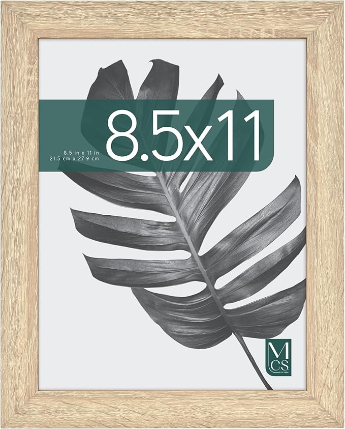 MCS Studio Gallery 8.5x11 Picture Frame Natural Woodgrain Engineered Wood, Rectangle Photo Frame for Photos, Posters & Art Prints & Easel for Tapletop Display (1-Pack)
