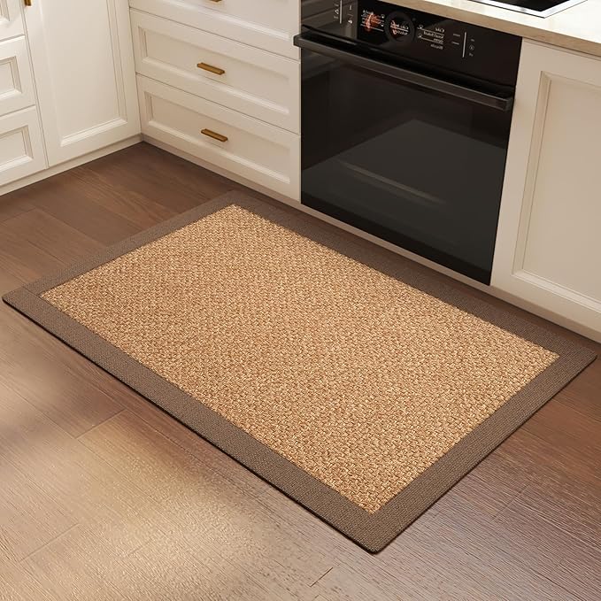 YDKGL Front Door Mat 2'x3', Jute Like Non-Slip Indoor Mat Entrance, Woven Washable Doormat for Front Indoor Entryway, Brown
