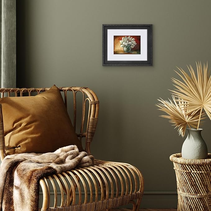 Americanflat 8x10 Picture Frame with Shatter-Resistant Glass - Use as 5x7 Frame with Mat or Display 8x10 Photo Without Mat - Ornate Picture Frames for Wall and Tabletop Display - Black