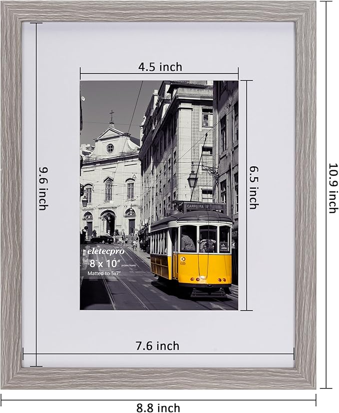 eletecpro 8x10 Picture Frames Set of 5, Picture Frame Collage Wall Decor Display 5x7 Photo with Mat or 8x10 without Mat, Home Decor Gallery Frame for Table Top or Wall Mounting, Beige