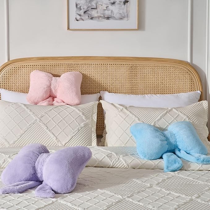 Bow Pillow Throw Pillows Butterfly Shaped Decorative Cute Pillows for Bed Sofa Cute Home Decor,Purple 14.5 * 12inch