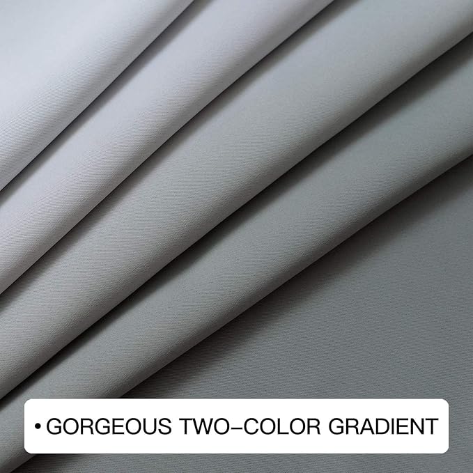 COSVIYA Grommet Ombre Room Darkening Curtains 72 inch Length 2 Panels, Gradient Drapes Grey and Grayish White Light Blocking Insulated Thermal Window Curtains for Bedroom/Living Room,52x72 inches