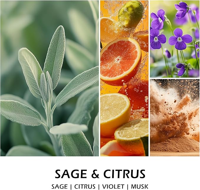 Sage & Citrus Scented Candles, Aromatherapy Jar Candle, 7 oz Long Lasting Candles, Soy Wax Candle Gift for Women