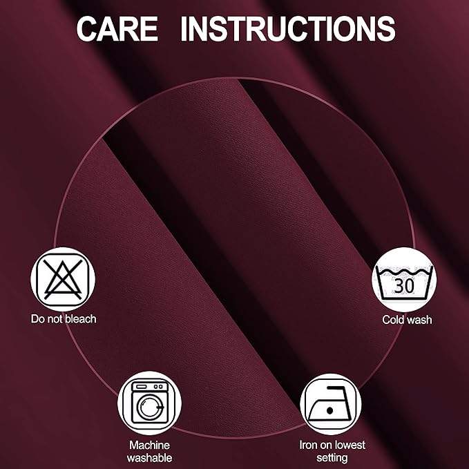 LEMOMO Burgundy Red Thermal Blackout Curtains/52 x 95 Inch/Set of 2 Panels Room Darkening Curtains for Bedroom