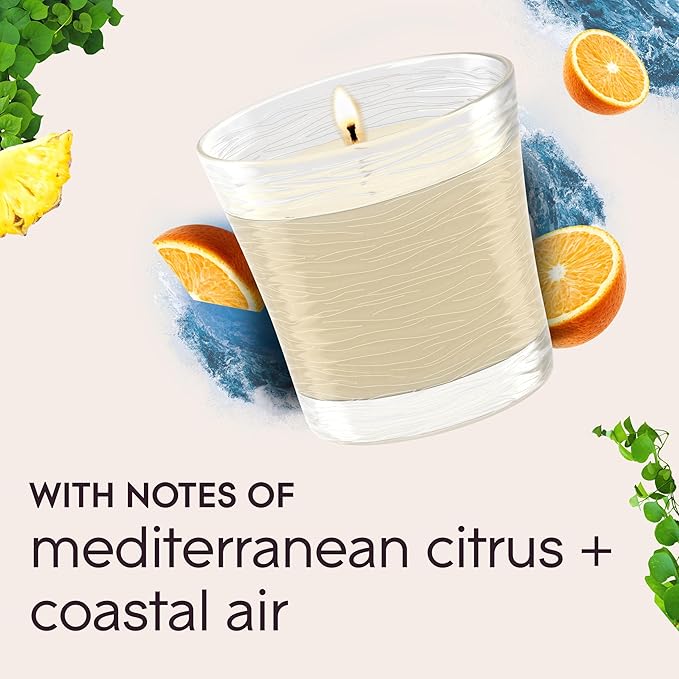 Glade 1-Wick Scented Candle Jar, Coastal Sunshine Citrus, Air Freshener Infused with Essential Oils, 4.08 Oz, 2 Count