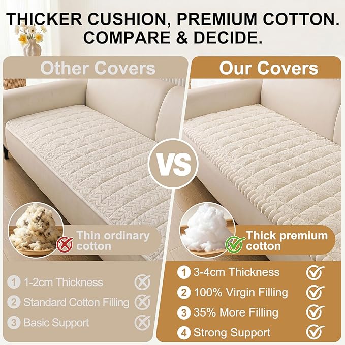 Smiry Non Slip Couch Covers for Dogs, Fuzzy Pet Couch Covers for 2 Cushion Sofa Pet Friendly, Soft Sofa Loveseat Slipcovers Cushion Furniture Protector Washable (Beige, 27.6" x 47")