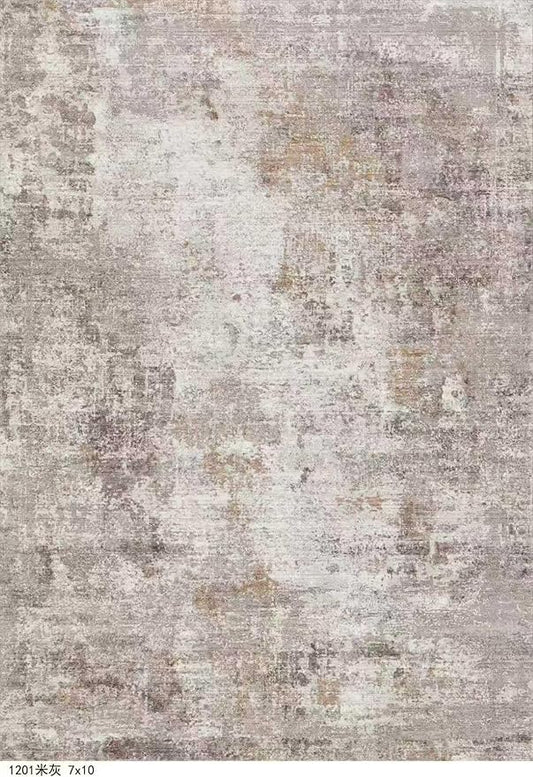 Washable 7x10 Area Rug for Living Room– Soft Non-Slip Carpet for Bedroom Dining Room,Modern Neutral Abstract Low Pile Stain-Resistant (Beige Grey)