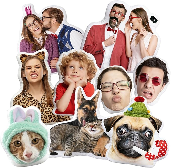 Custom Funny Throw Pillow for Men Women, Personalized Pet Face Pillow, White Elephant Gifts Photo Birthday Funny Gifts for Family Couple Pet