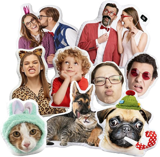 Custom Funny Throw Pillow for Men Women, Personalized Pet Face Pillow, White Elephant Gifts Photo Birthday Funny Gifts for Family Couple Pet