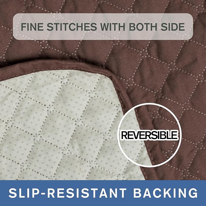 XINEAGE Water Resistant Recliner Cover, Nonslip Recliner Chair Covers for Reclining Chair with Pockets, Quilted Thick Recliner Slipcovers for Pets and Kids (Recliner Chair, Coffee)
