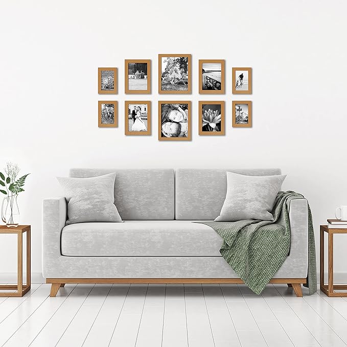 Americanflat Set of 10 Picture Frames with Shatter-Resistant Glass - Gallery Wall Frame Set with Two 8x10, Four 5x7 and Four 4x6 Frames - Signature Collection - Dark Oak